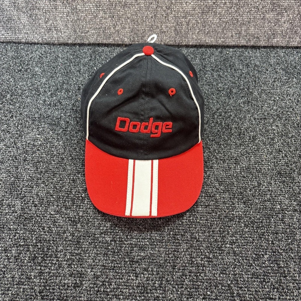 Vtg~Dodge~Strapback Hatt~Red/White/Black~Color Block Hat~2006